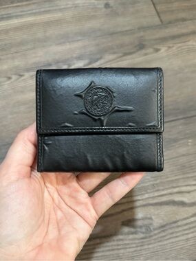 Vintage Hunting World Black Safari Coin Purse Wallet Accordion Made In Italy